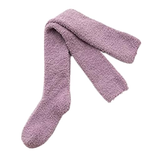 GIJMZY Flauschige Socken Winter Warme Oberschenkel Hohe Strümpfe Frauen Korallen Fleece Weichen, Flauschigen Knie Socken Candy Farbe Weibliche Lange Strümpfe(G) von GIJMZY