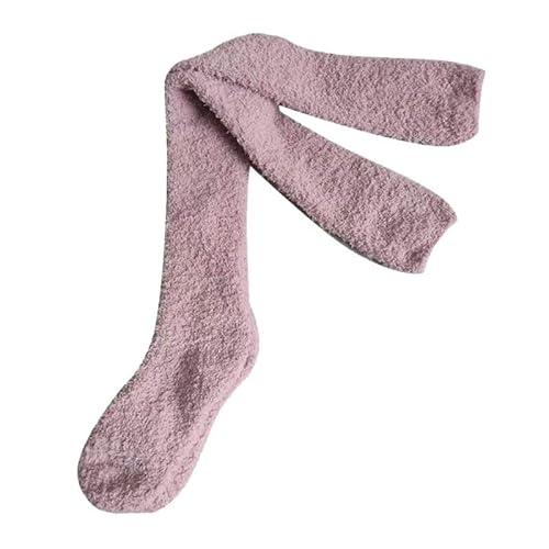 GIJMZY Flauschige Socken Winter Warme Oberschenkel Hohe Strümpfe Frauen Korallen Fleece Weichen, Flauschigen Knie Socken Candy Farbe Weibliche Lange Strümpfe(J) von GIJMZY