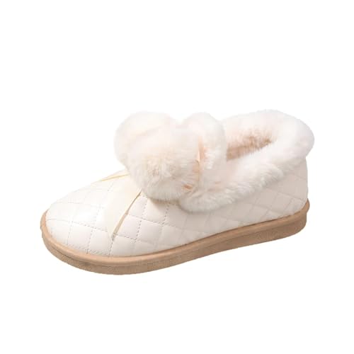 GIJMZY Schneestiefel Damen Damen Schneestiefel Damenschuhe Winter Warm Bequem Ball Freizeitstiefel Plüsch High Top Winterstiefel(Beige,37) von GIJMZY