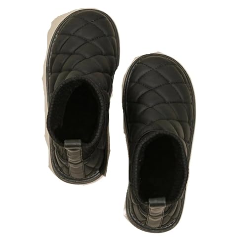 GIJMZY Schneestiefel Damen Einfache Feste Wasserdichte Schnee Stiefel Frauen Innen Außerhalb Winter Zu Hause Warme Baumwolle Boot Flache Ferse Frau Botas Schuhe(Black,Color-34) von GIJMZY