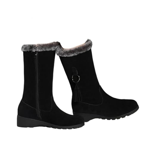 GIJMZY Schneestiefel Damen Frauen Schnee Stiefel Winter Weibliche Stiefel Dicken Plüsch Zipper Non-slip Oberschenkel Hohe Stiefel Mode Warme Frau Winter Schuhe(Black,36) von GIJMZY