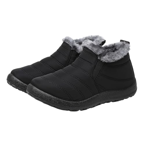 GIJMZY Schneestiefel Damen Schnee Stiefel Frau Plüsch Frau Schuhe Plattform Schuhe Frauen Mid frauen Hohe Stiefel Mode Winter Stiefel(Black,39) von GIJMZY