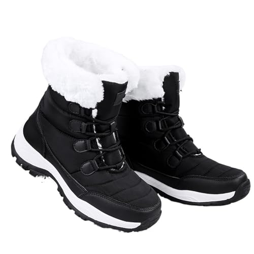 GIJMZY Schneestiefel Damen Stiefel for Frauen Winter Im Freien Warme Schnee Stiefel Chunky Plattform Wasserdicht Nicht-slip Warme Schuhe Frau Stiefel Plus Größe beiläufige(Black,38) von GIJMZY