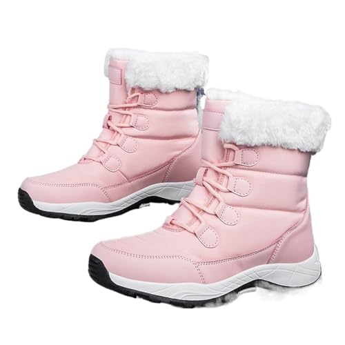 GIJMZY Schneestiefel Damen Stiefel for Frauen Winter Im Freien Warme Schnee Stiefel Chunky Plattform Wasserdicht Nicht-slip Warme Schuhe Frau Stiefel Plus Größe beiläufige(Pink,40) von GIJMZY
