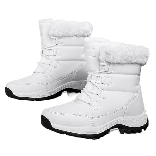 GIJMZY Schneestiefel Damen Stiefel for Frauen Winter Im Freien Warme Schnee Stiefel Chunky Plattform Wasserdicht Nicht-slip Warme Schuhe Frau Stiefel Plus Größe beiläufige(WHITE,40) von GIJMZY