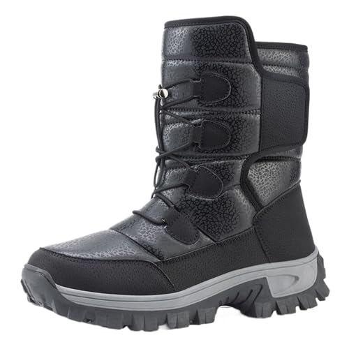 GIJMZY Schneestiefel Damen Warme Plüsch-Damen-Schneestiefel, modische Outdoor-Damenstiefel, Plattform, rutschfeste Wanderstiefel, wasserdichte Winter-warme Stiefeletten(Black,39) von GIJMZY