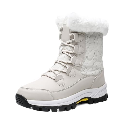 GIJMZY Schneestiefel Damen Winter Frauen Outdoor Snowboard Schuhe Stiefeletten Schnee Warm Dicken Plüsch Schnee Stiefel Wasserdicht Nicht-Slip Dame Hohe Stiefel schnee Stiefel(WHITE,Color-30) von GIJMZY