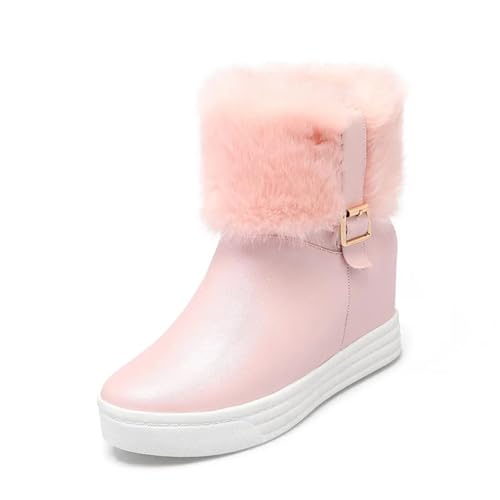 GIJMZY Schneestiefel Damen Winter Stiefeletten Weibliche Plattform Schnee Boot Damen Plüsch Turnschuhe Casual Flache Schuhe Weiß Rosa Frau Schuhe(Pink,37) von GIJMZY