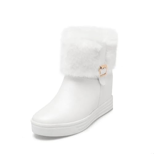 GIJMZY Schneestiefel Damen Winter Stiefeletten Weibliche Plattform Schnee Boot Damen Plüsch Turnschuhe Casual Flache Schuhe Weiß Rosa Frau Schuhe(White,37) von GIJMZY