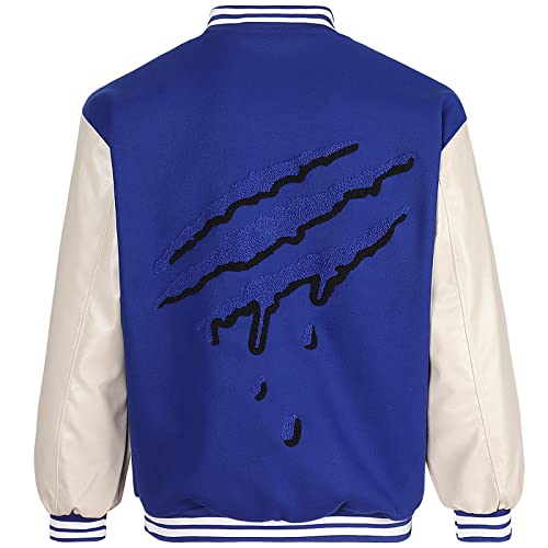 GIJOVANA College Jacke Herren Oldschool Sportjacke mit lederärmel Patchwork Collegiate Bomber Jacket Baseballjacke Streetwear Stehkragen von GIJOVANA