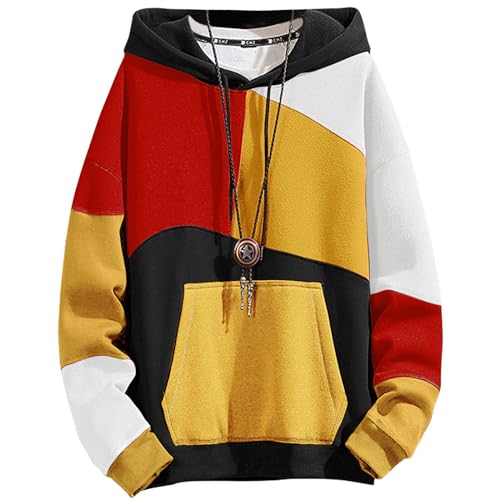 GIJOVANA Hoodie Herren Pullover Langarm Sweatshirt In Farbblock Casual Streetwear Kapuzenpullover mit Kordelzug und Tasche Techwear Hip Hop GIJOVANA Hoodie Herren Pullover Langarm Sweatshirt In Farbblock Casual Streetwear Kapuzenpullover mit Kordelzug und Tasche Techwear Hip Hop von GIJOVANA