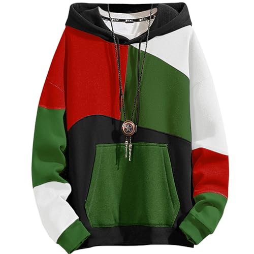 GIJOVANA Hoodie Herren Pullover Langarm Sweatshirt In Farbblock Casual Streetwear Kapuzenpullover mit Kordelzug und Tasche Techwear Hip Hop von GIJOVANA