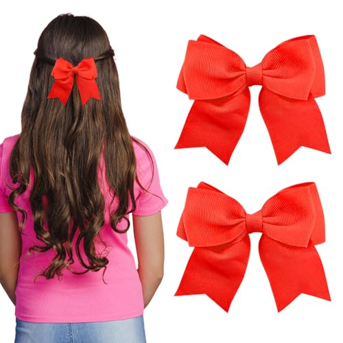 2er-Set Satin-Haarspangen mit großen Schleifen für Mädchen, rot von GIKPAX