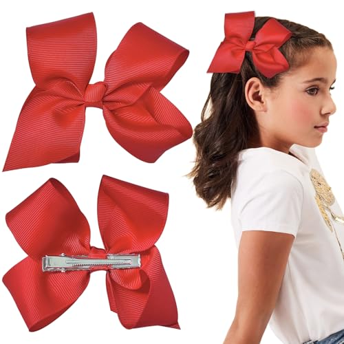 2 Stück Rote Haarbänder, Mädchen Haarspange Große Schleifenhaarspange Mädchen Haarbögen Schleifenhaarbarette Weiche Satin-Haarspangen Haaraccessoires für Mädchenlein und Frauen (Rot) von GIKPAX