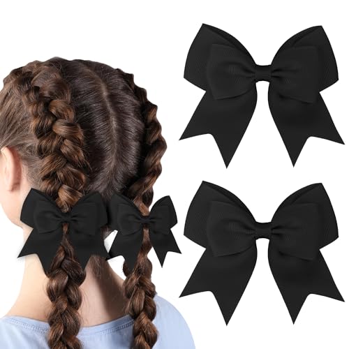 2 Stück Schleifen-Haarspange, Mädchen-Haarschleifen, französische Haarschleifen für Frauen, große Satin-Haars-Clip, seidige Haarspange, schwarze Haarschleife für Frauen und Mädchen von GIKPAX