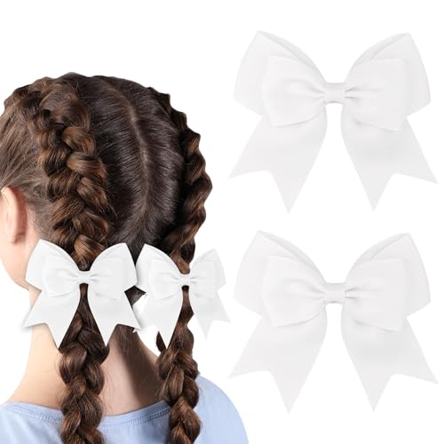 2 Stück Schleifen-Haarspange, Mädchen-Haarschleifen, französische Haarschleifen für Frauen, große Satin-hairclip, weiße Haarschleife für Frauen und Mädchen von GIKPAX