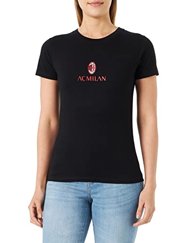 AC Milan Damen Classic Crest Black T-Shirt, Kornstein, M von ACM 1899