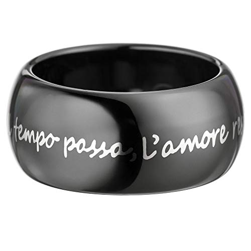 GILARDY AMO-R5BKWG19 Amore per sempre Ring R5 aus schwarzem Keramik mit italienischem Liebeszitat in Weißgold (18 Karat (750) Ringgröße 60 (19.1)) von GILARDY