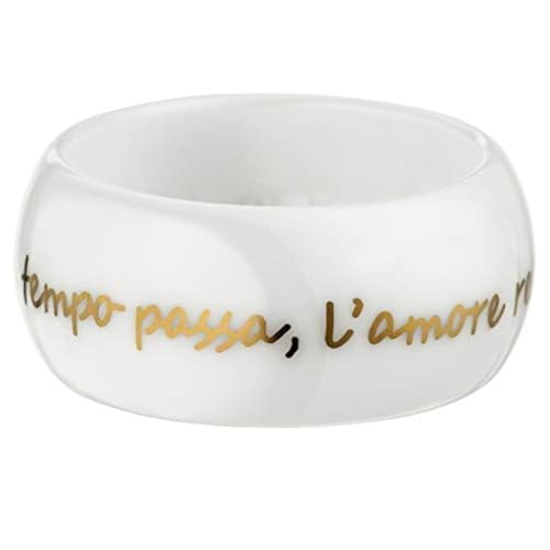 GILARDY AMO-R5WHYG18 Amore per sempre Ring R5 aus weißem Keramik mit italienischem Liebeszitat in Gelbgold (18 Karat (750) Ringgröße 57 (18.1)) von GILARDY