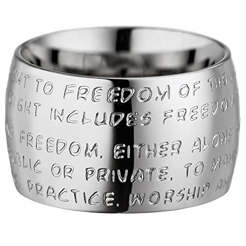 GILARDY GHR-R1WH19 Human Rights Ring R1 Edelstahl Gravur | Schmuck Menschenrechte (White/Silver, 60 (19.1)) von GILARDY