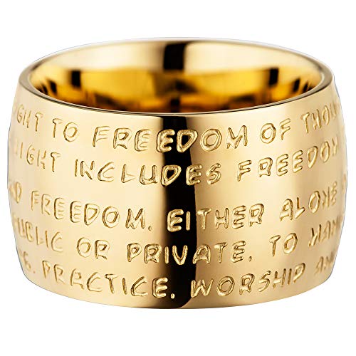 GILARDY GHR-R1YG20 Human Rights Ring R1 Edelstahl Gravur | Schmuck Menschenrechte (Yellowgold, 63 (20.1)) von GILARDY