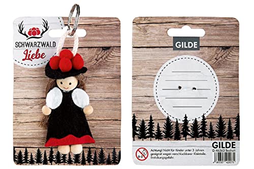 GILDE - 42907 - Schlüsselanhänger, Schwarzwald, Bollenhut Frau, Filz, Höhe: 12cm, Breite: 9cm von GILDE