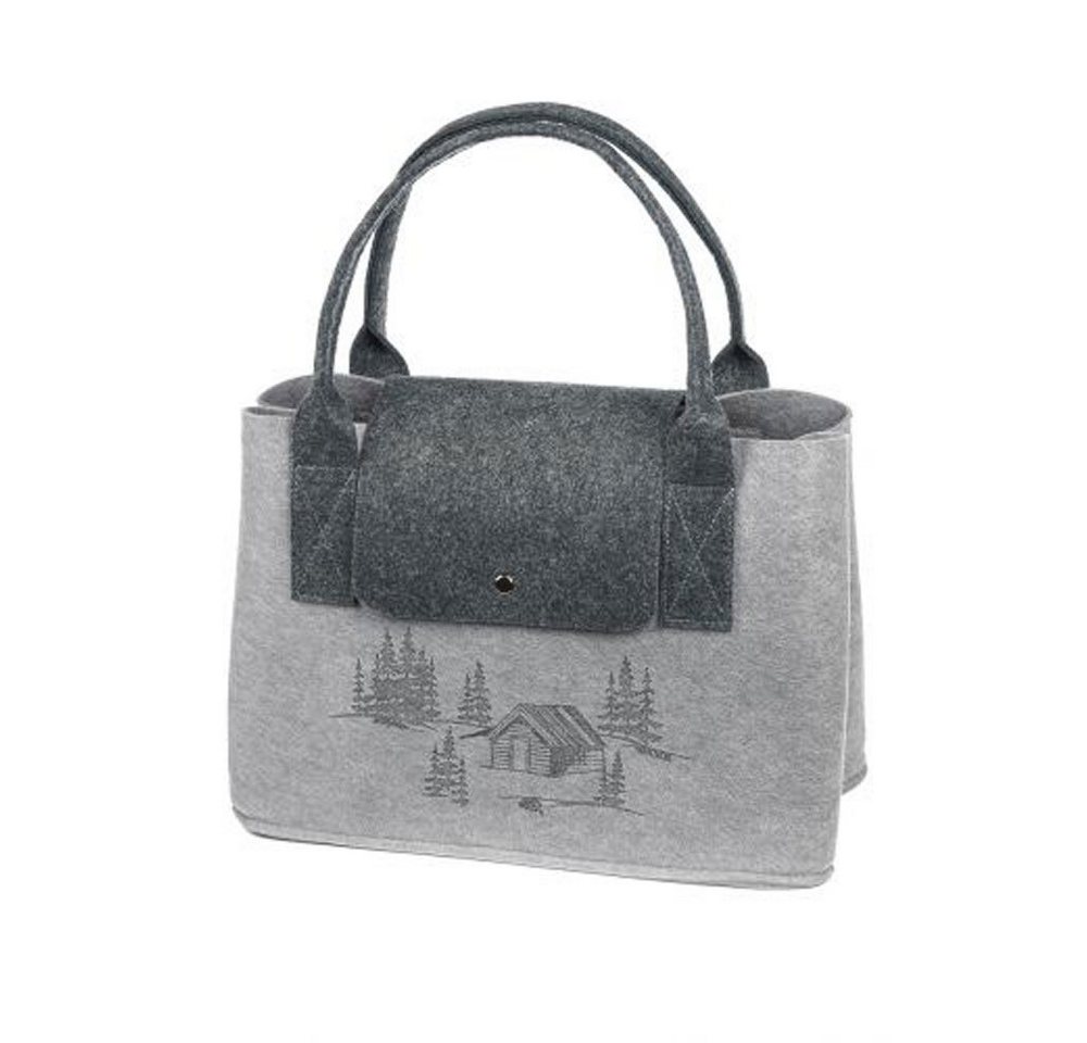 GILDE Einkaufsshopper Filztasche grau Waldhütte von GILDE