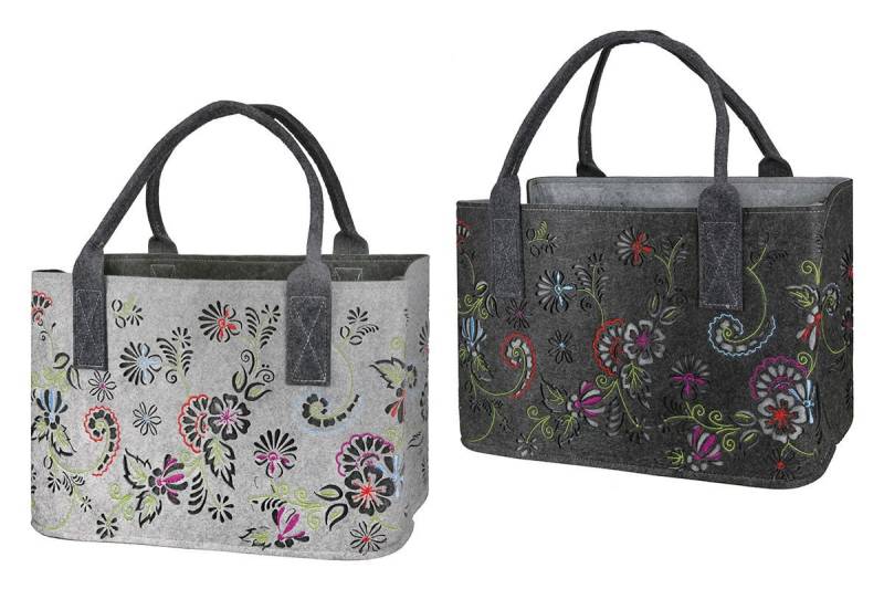 GILDE Einkaufsshopper Hochwertige Filztasche mit 3D-Blumenmuster - Hellgrau oder Dunkelgrau von GILDE