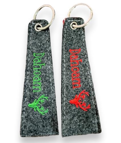 GILDE Schlüsselanhänger Dahoam aus Filz mit Hirschkopf in Rot oder Grün erhältlich von GILDE