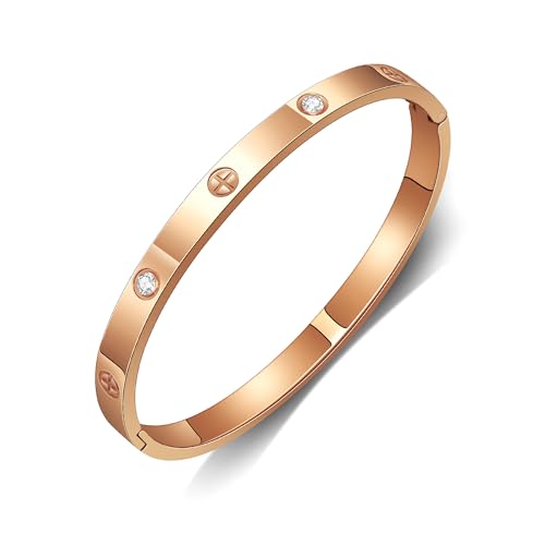 GILIEYER Edelstahl Armband - Klee, Liebe und Freundschaft, Cubic Zirkonia Kreuz, Fashion Mode (19, Cross-Rose Gold) von Gilieyer