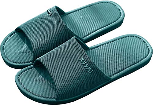 GILKUO Badeschuhe Damen Hausschuhe Sommer Pantoletten Dusch Schuhe Bade Slide Sandalen Strand Pool Badelatschen Indoor Outdoor Slipper Dunkelgrün 36 37 von GILKUO