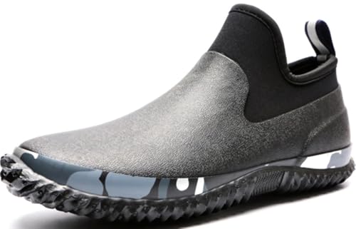 GILKUO Gummistiefel Herren Kurz Gummistiefeletten Regenstiefel Halbhoch Kurzschaft Regenschuhe Wasserdicht Regenstiefeletten Gummi Stiefel Schwarz 39 von GILKUO