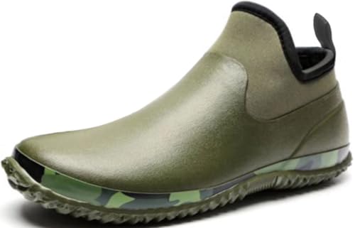 GILKUO Gummistiefel Herren Kurz Gummistiefeletten Regenstiefel Halbhoch Kurzschaft Regenschuhe Wasserdicht Regenstiefeletten Gummi Stiefel Grün 45 von GILKUO