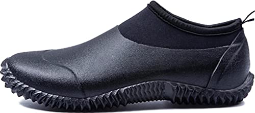 GILKUO Gummistiefel Herren Kurz Kurzschaft Knöchelhoch Wasserdicht Gummistiefeletten Damen Neopren Winter Sommer Regenstiefel Leicht Schwarz Größe 43 von GILKUO