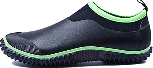 GILKUO Gummistiefel Herren Kurz Kurzschaft Knöchelhoch Wasserdicht Gummistiefeletten Damen Neopren Winter Sommer Regenstiefel Schwarz Grün Größe 41 von GILKUO