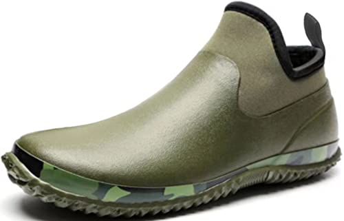 GILKUO Gummistiefel Herren Kurz Kurzschaft Gummistiefeletten Gartenstiefel Wasserdicht Regenstiefel Halb Halbhohe Männer Grün Größe 44 von GILKUO