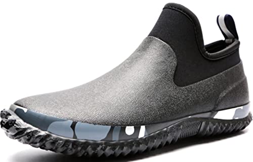 GILKUO Gummistiefel Herren Kurz Kurzschaft Gummistiefeletten Gartenstiefel Wasserdicht Regenstiefel Halb Halbhohe Männer Schwarz Größe 42 von GILKUO