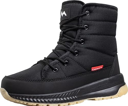 GILKUO Winterschuhe Damen Winterstiefel Wasserdicht Gefüttert Schuhe Schneestiefel Fell Warm Winter Stiefel Kurz Boots für Frauen Schwarz Größe 38 von GILKUO