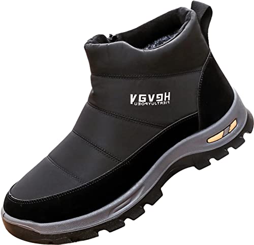 GILKUO Winterschuhe Winterstiefel Herren Gefüttert und Wasserdicht Schneestiefel Winterstiefeletten Warm Winter Stiefel Schuhe Männer Schwarz Größe 39 von GILKUO