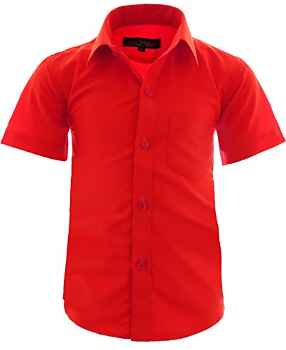 GILLSONZ A0 vDa New Kinder Party Hemd Freizeit Hemd bügelleicht Kurz ARM Gr.86-158 (146-152, Rot) von GILLSONZ