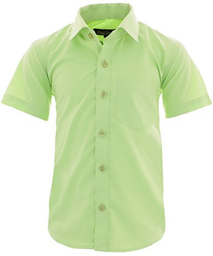GILLSONZ A0 vDa New Kinder Party Hemd Freizeit Hemd bügelleicht Kurz ARM Gr.86-158 (128-134, Apfelgrün) von GILLSONZ