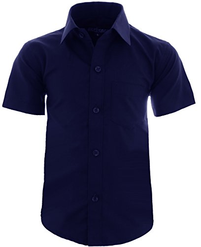 GILLSONZ A0 vDa New Kinder Party Hemd Freizeit Hemd bügelleicht Kurz ARM Gr.86-158 (116-122, Dunkel Blau) von GILLSONZ