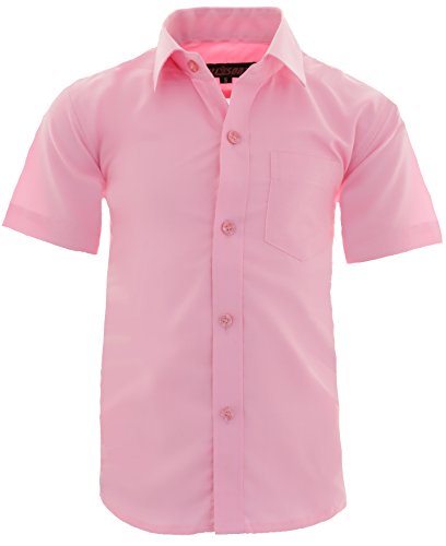 GILLSONZ A0 vDa New Kinder Party Hemd Freizeit Hemd bügelleicht Kurz ARM Gr.86-158 (140-146, Rosa) von GILLSONZ
