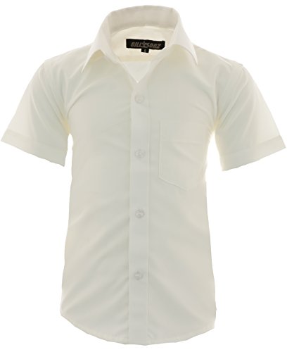 GILLSONZ A0 vDa New Kinder Party Hemd Freizeit Hemd bügelleicht Kurz ARM mit 9 Farben Gr.86-158 (116-122, Creme) von GILLSONZ