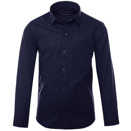 GILLSONZ A1New Kinder Party Freizeit Student Hemd Langarm (DE/NL/SE/PL, Numerisch, 92, 98, Regular, Dunkelblau) von GILLSONZ