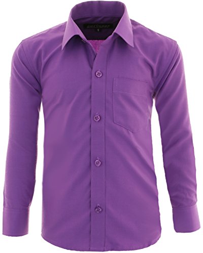 GILLSONZ A1vDa Kinder Party Hemd Freizeit Hemd bügelleicht Lange Arm, Lila, 86/92 (Herstellergröße: 1) von GILLSONZ