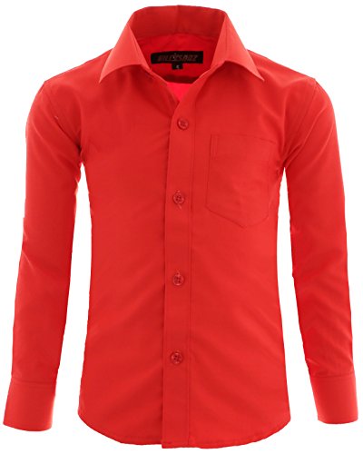 GILLSONZ A1vDa Kinder Party Hemd Freizeit Hemd bügelleicht Lange Arm, Rot, 104/110 (Herstellergröße: 4) von GILLSONZ