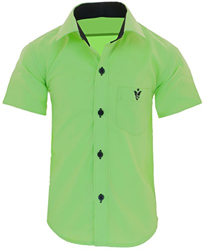 GILLSONZ A70vDa Kinder Party Hemd Freizeit Hemd bügelleicht Kurz ARM 7 Farben Gr.86-158 (152/158, Apfelgrün) von GILLSONZ
