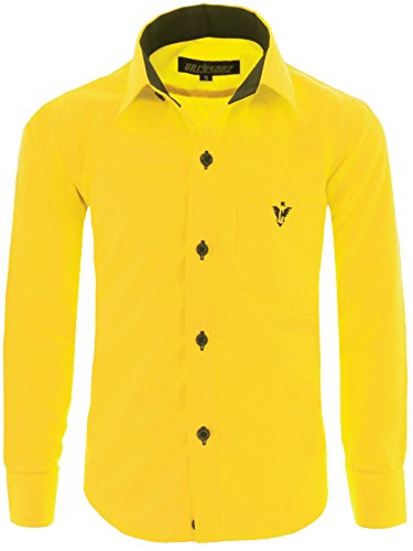 A7vDa Kinder Party Hemd Freizeit Hemd bügelleicht Lange Arm mit 10 Farben Gr.86Bis158 (86/92, Gelb) von GILLSONZ