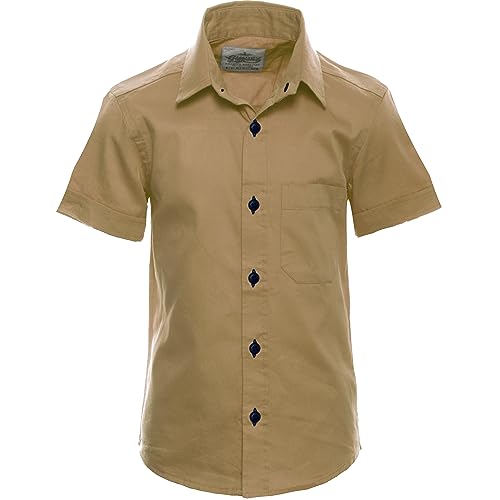 GILLSONZ DS71 Kinder Party Freizeit Student Hemd Kurzarm 100% Baumwolle (as3, Numeric, Numeric_116, Numeric_122, Regular, Camel) von GILLSONZ